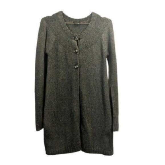 Theory | Wool Cashmere Blend Long Cardigan Button Sweater Gray - Picture 1 of 7